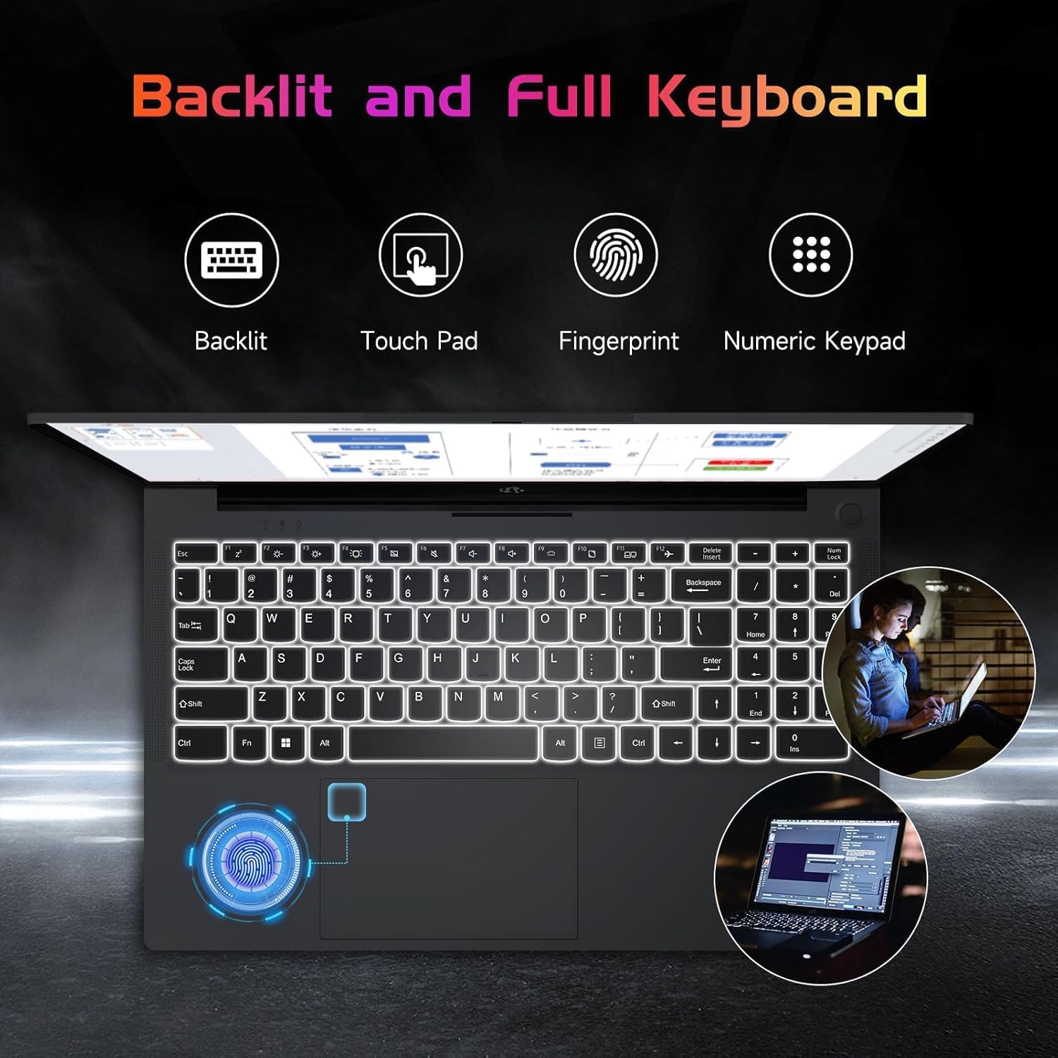 NIMO 15.6' FHD-Laptop, 16GB RAM 1TB SSD Intel Pentium Quad Core N100 (Beat to i3 1115G4 Up to 3.4GHz) Student Laptop, IPS Computer with Backlit Keyboard Fingerprint 2 Years Warranty WiFi 6 Space Gray