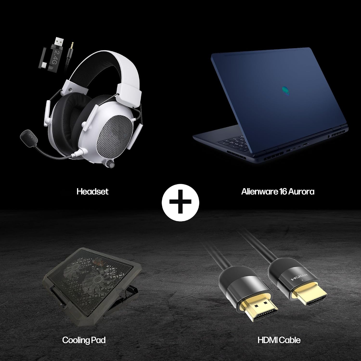 Dell Alienware 16 Aurora AC16250 Gaming Laptop, Intel Core 7 240H, NVIDIA GeForce RTX 5050, 16' WQXGA 120Hz IPS, 64GB RAM, 2TB SSD, WiFi 7, w/Cooling Pad HDMI Cable, Windows 11 Pro