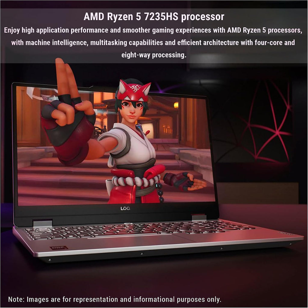 Lenovo LOQ Gaming Laptop, AMD Ryzen 5-7235HS, 64 GB DDR5 RAM, 4 TB PCIe SSD, 15.6' FHD (1920x1800) Display, Nvidia G-Force RTX 4050, Backlit Keyboard, W11 Pro, Luna Grey