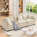 SoarFlash 113.78' Chenille Sectional Sofa, Comfy Modular Loveseat Sofa, Modern 3-Seat Couch Deep Seat Sofa Set for Living Room,Beige