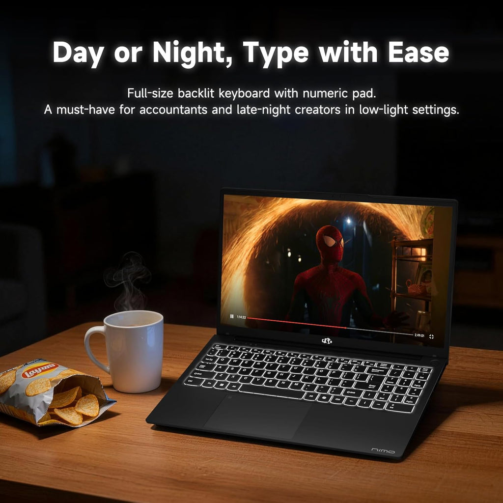 NIMO 15.6 Inch FHD Student Laptop, 16GB RAM 256GB SSD Intel 4-Core (Beat i3-10110U, Up to 3.6GHz), 65W Type-C, Backlit Keyboard, Fingerprint, Wi-Fi 6& Bluetooth 5.3 for Efficient Business Home Office