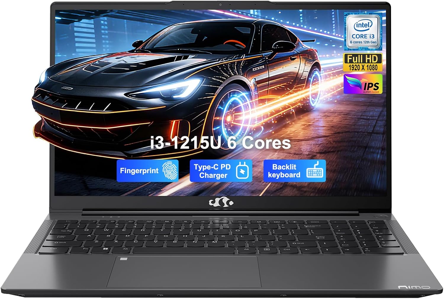 NIMO 15.6' FHD IPS Laptop, 6 Cores i3-1215U 16GB RAM 1TB SSD (Up to 4.4GHz, Beat Ryzen 5 7520U) School Computer with 65W Type-C Wi-Fi 6 Backlit KB Fingerprint for Business Home