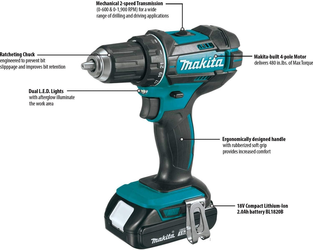 Makita CT225SYX-R 18V LXT Brushed Lithium-Ion 1/2 in. Cordless Drill Driver/1/4 in. Impact Driver Combo Kit with 2 Batteries (1.5 Ah) (Renewed)