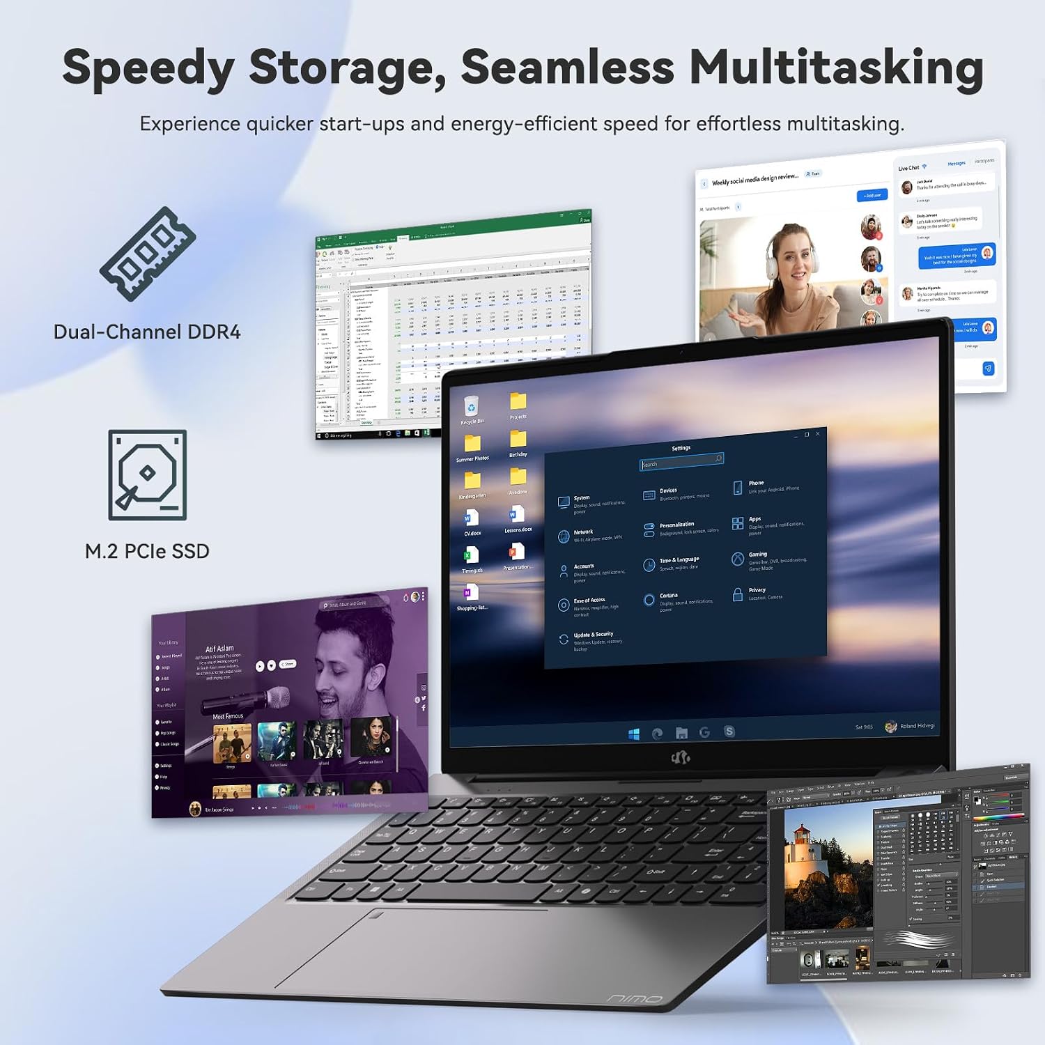 NIMO 15.6' FHD IPS Portable Laptop, Intel Core i3-1215U (Up to 4.4GHz, Beat R5 7520U), 8GB RAM 128GB SSD Work Computer, Backlit KB, Fingerprint, WiFi 6, 65W Type-C Fast Charge, 180° View, for Campus