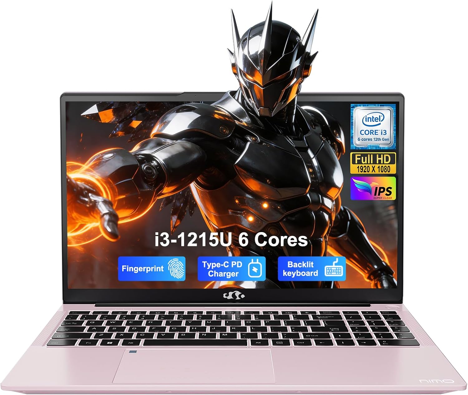 NIMO 15.6' FHD IPS Portable Laptop, Intel Core i3-1215U (Up to 4.4GHz, Beat R5 7520U), 8GB RAM 128GB SSD Work Computer, Backlit KB, Fingerprint, WiFi 6, 65W Type-C Fast Charge, 180° View, for Campus