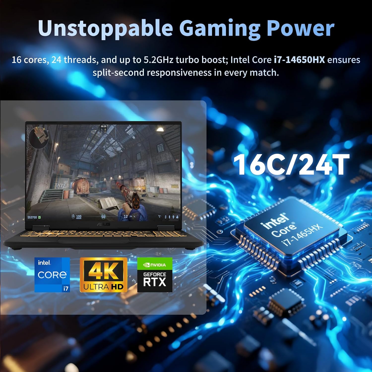 ASUS TUF F16 Gaming Laptop • Dedicated GeForce RTX 5060 • 16'' FHD+ IPS Anti-Glare Display • Intel i7 14650HX(16-Core) • Backlit KB • Facial Recognition • Win 11 Pro • Accessories • 64GB DDR5+2TB SSD