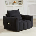 Antetek 35' Modern Accent Single Sofa Chair, Comfy Deep Seat Teddy Living Room Chair, Leisure Boucle Reading Sofa Arm Chair for Bedroom, Office, Apartment, Black