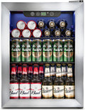 Feelfunn 1.7 Cu.Ft Beverage Refrigerator Cooler - 68 Can Mini Fridge Glass Door for Drink Soda Beer Wine - Small Refrigerator for Bedroom Office Home Dorm Bar, Silver