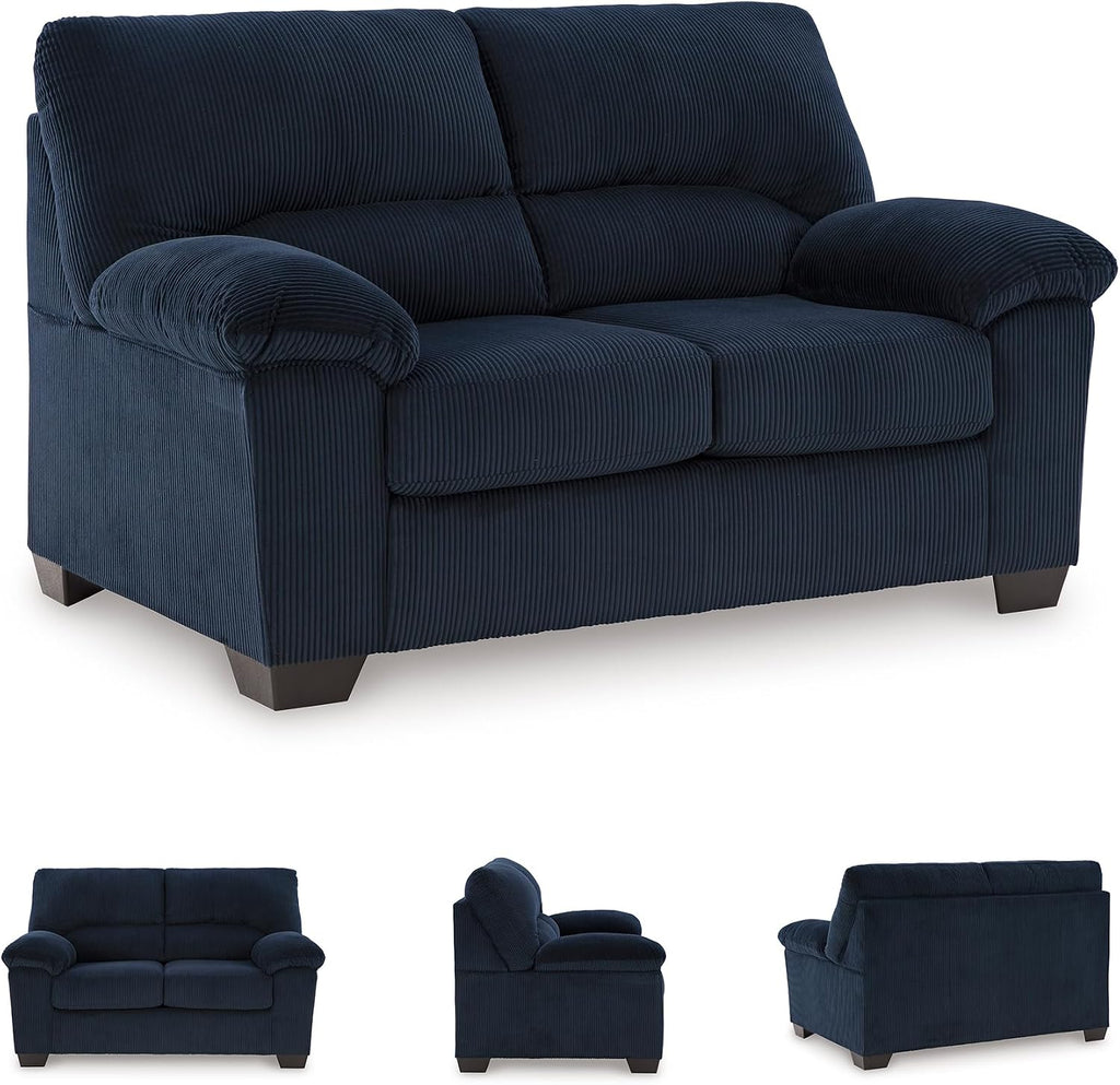Signature Design by Ashley SimpleJoy Contemporary Loveseat for Living Room, Blue