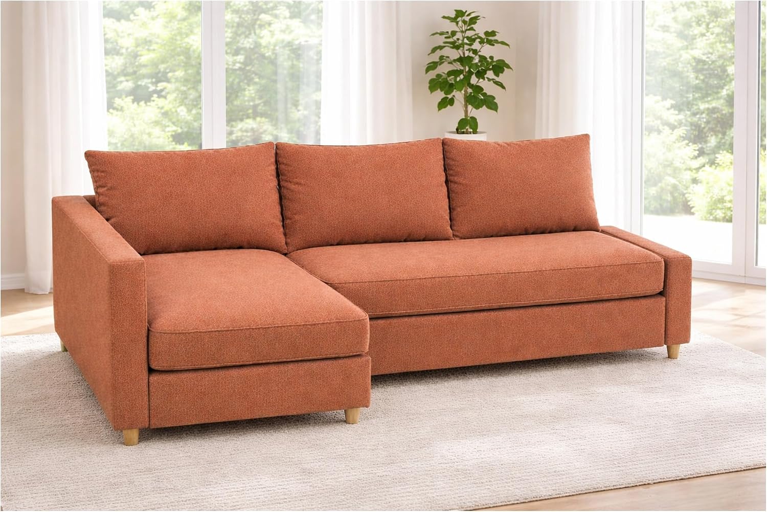 Durable Polyester Flax Friheten Sleeper Sofa Cover Replacement is Compatible with IKEA Friheten Sofa Bed, Or Corner, Or Sectional Slipcover. Sofa Cover Only (50% Thicker Rust Right)
