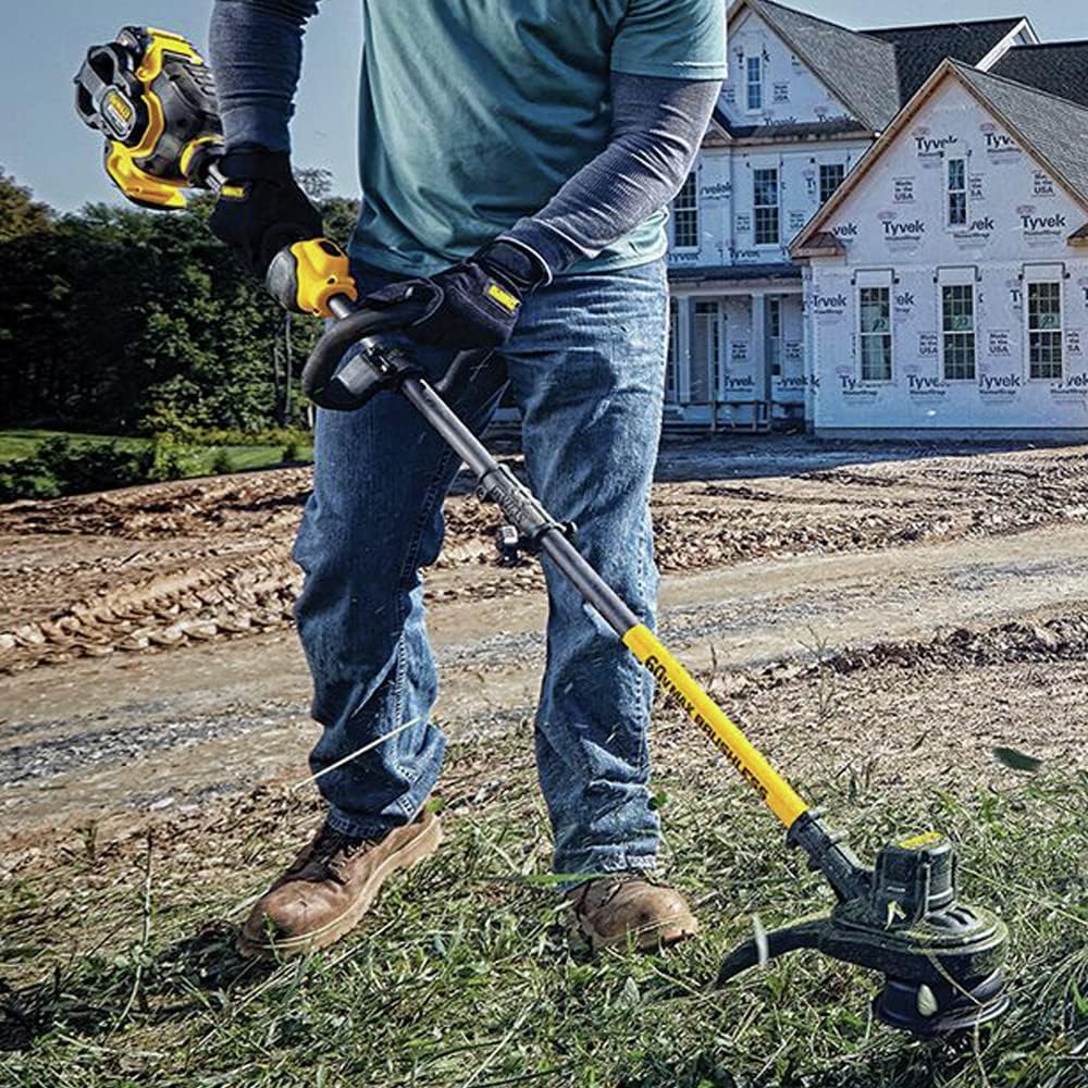 DEWALT FLEXVOLT 60V MAX* String Trimmer, Two Speed, 15-Inch, 3-Ah Battery & Extra Trimmer Line, 225-foot by 0.080-Inch (DCST970X1 & DWO1DT802) Yellow