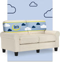 Serta Copenhagen Small Loveseat Sofa, 61 Inch Couch with Rolled Arms, Pocket Coil Seat Cushions, Removable Covers, Easy Care Polyester Upholstery for Living Room, Bedroom or Office, Buttercream