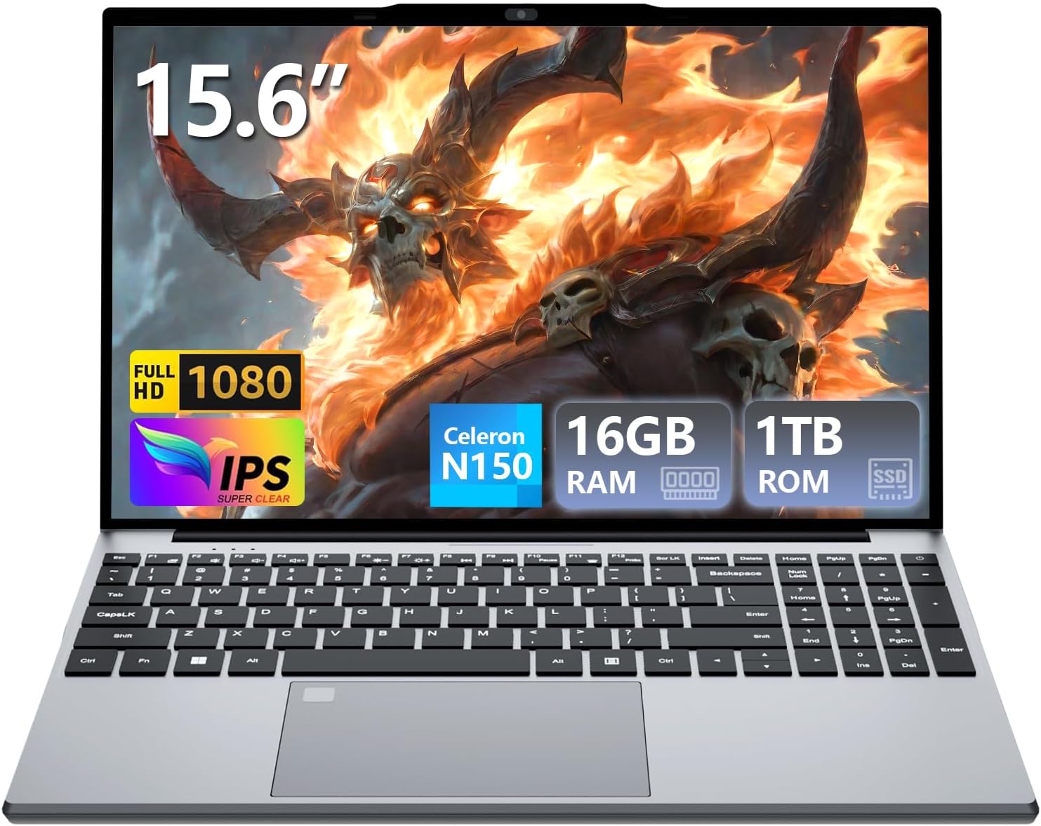Gaming Laptop, Laptop Computer with Twin Lake N150, Lap top with 16GB DDR4 1TB SSD, 15.6' IPS 1080P, Backlit Keyboard Fingerprint, Win 11 Pro, Portable Laptops for Work Office Student