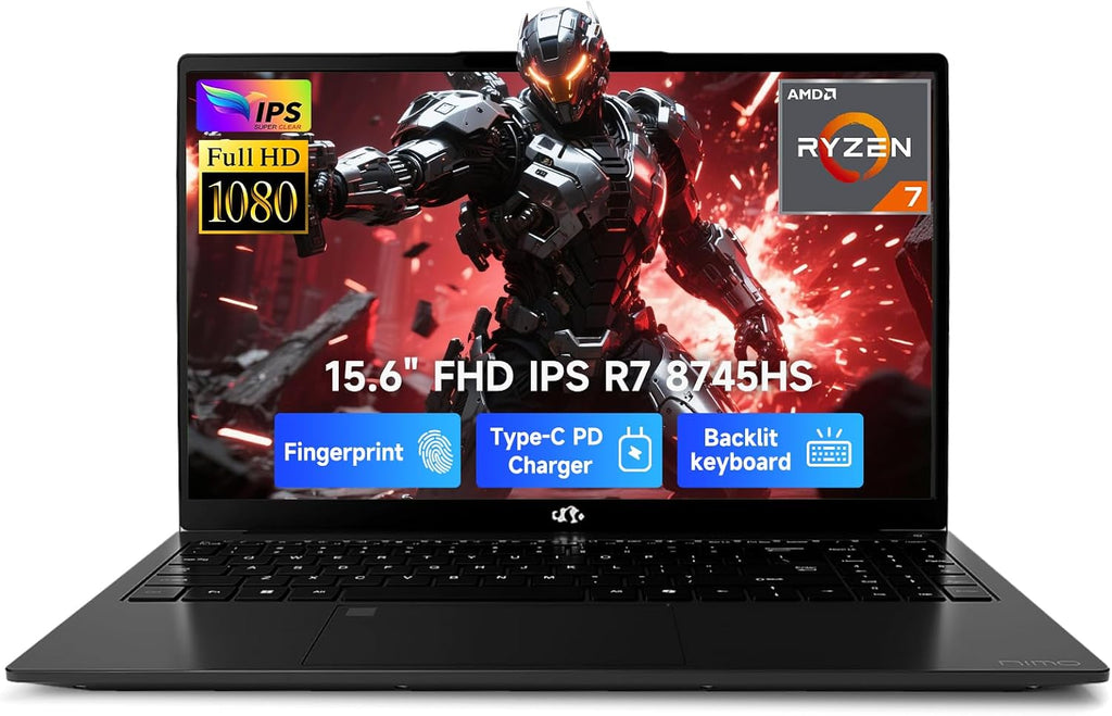 NIMO 15.6' IPS FHD Gaming Laptop, AMD Ryzen 7 8745HS 64GB DDR5 RAM 1TB SSD (8C/16T, up to 4.9GHz), Radeon 780M Graphics, 100W Type-C, Backlit Keyboard, Fingerprint, USB-C 4.0 Business Computer