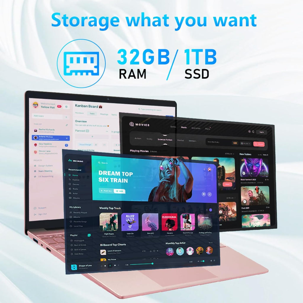 15.6 Inch Laptop, N95 Processor (4C4T, 1.7-3.4GHz), 8GB RAM, 512GB PCIe SSD, Backlit Keyboard, Fingerprint Unlock, FHD IPS Display, 8000mAh Battery, Win11Pro Computer – for Work & Study (Rose Gold)