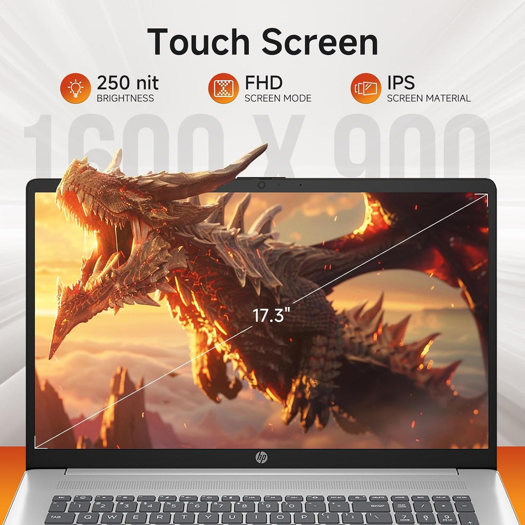 HP 2025 Touchscreen Laptop, 17.3' HD+ 250nit, AMD Ryzen 5 7430U(Up to 4.3 GHz), Radeon Graphics, 32 GB RAM, 1 TB SSD, Copilot-Ai Chat, Wi-Fi6, Long Battery Life, AI Noise, Windows11 Pro, w/Accessories