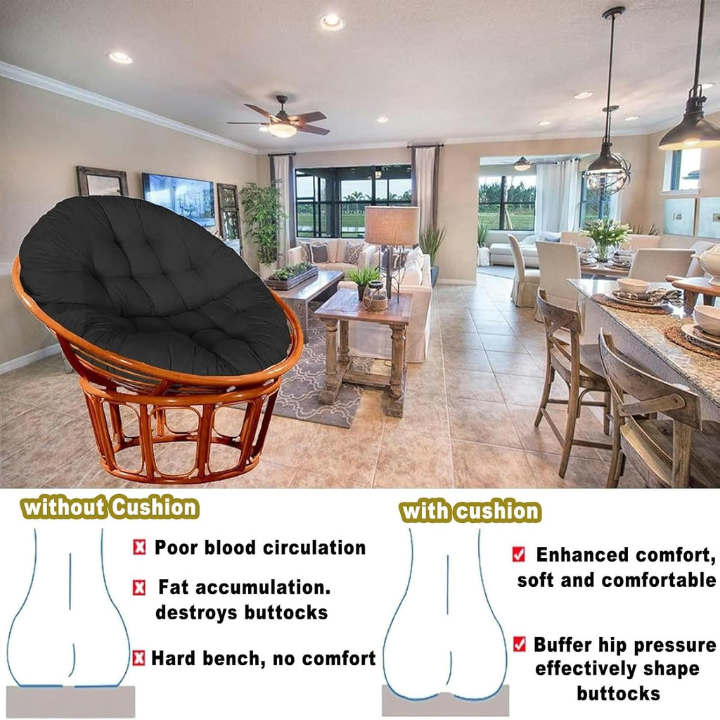 Outdoor Seat Cushion for Hanging Basket Chair Garden Egg Chair Rocking Chair Hammock, Papasan Hanging Basket Chair Cushion, Soft and Thick Outdoor Papasan Rocking Chair Cushion(Orange,150x150cm)