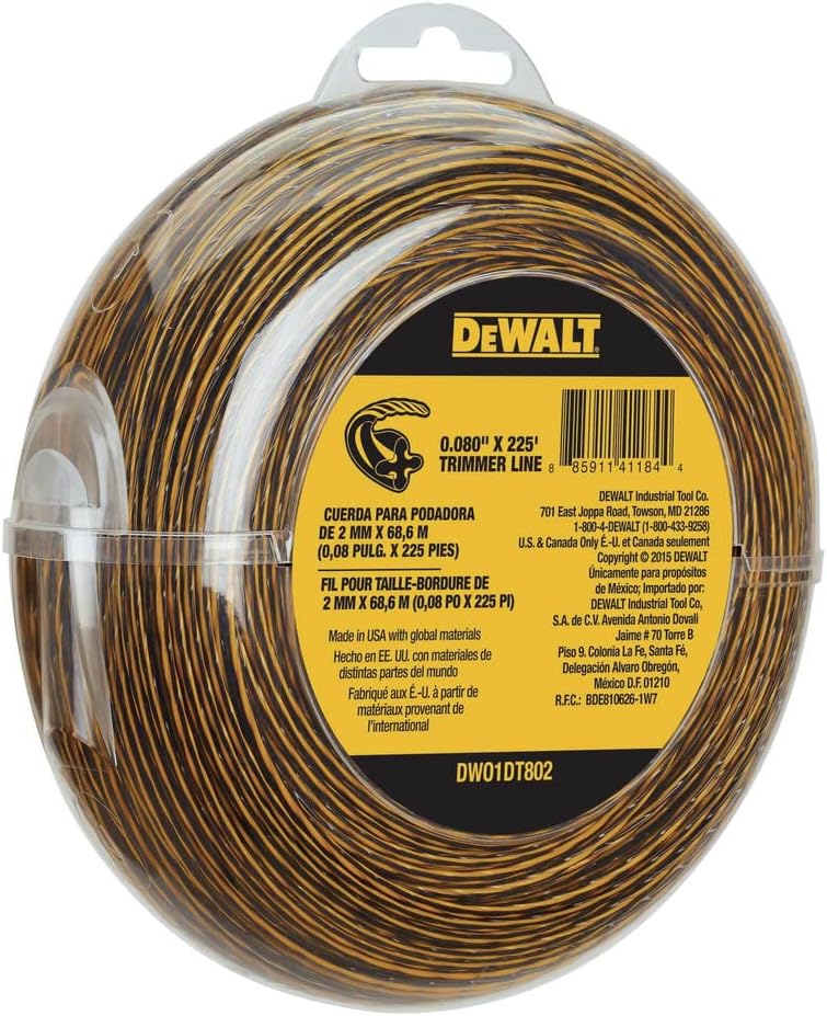 DEWALT FLEXVOLT 60V MAX* String Trimmer, Two Speed, 15-Inch, 3-Ah Battery & Extra Trimmer Line, 225-foot by 0.080-Inch (DCST970X1 & DWO1DT802) Yellow