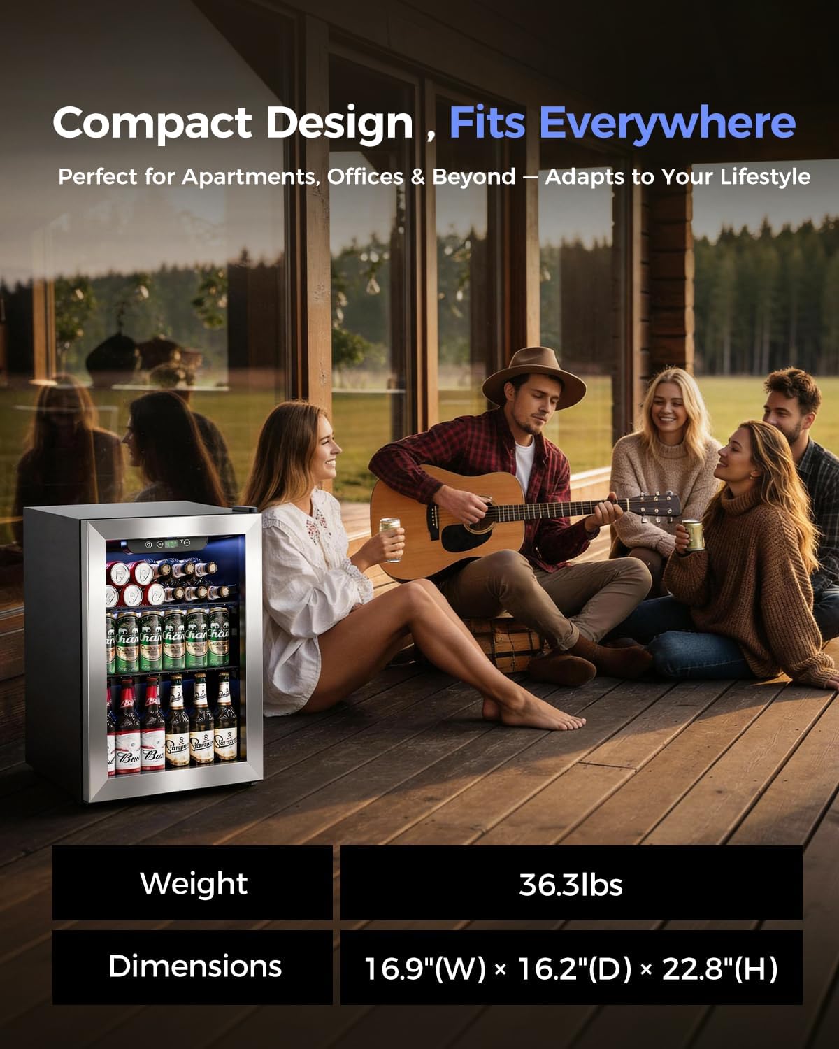 Feelfunn 1.7 Cu.Ft Beverage Refrigerator Cooler - 68 Can Mini Fridge Glass Door for Drink Soda Beer Wine - Small Refrigerator for Bedroom Office Home Dorm Bar, Silver