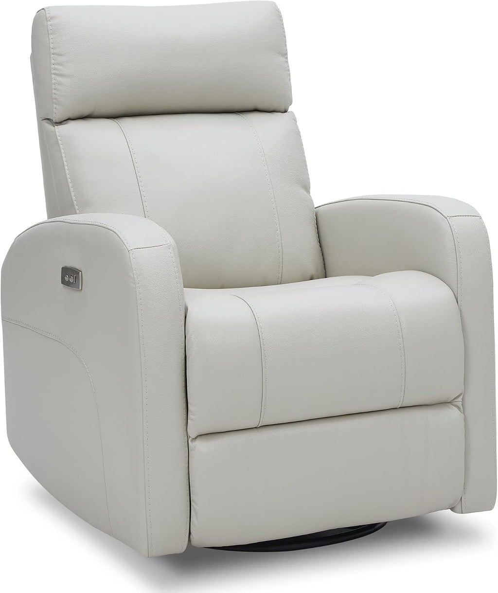 CHITA Genuine Leather Power Swivel Glider Recliner Chair for Adults, FSC Certified Electric Nursery Rocker Recliner Chair for Living Room, Light Grey