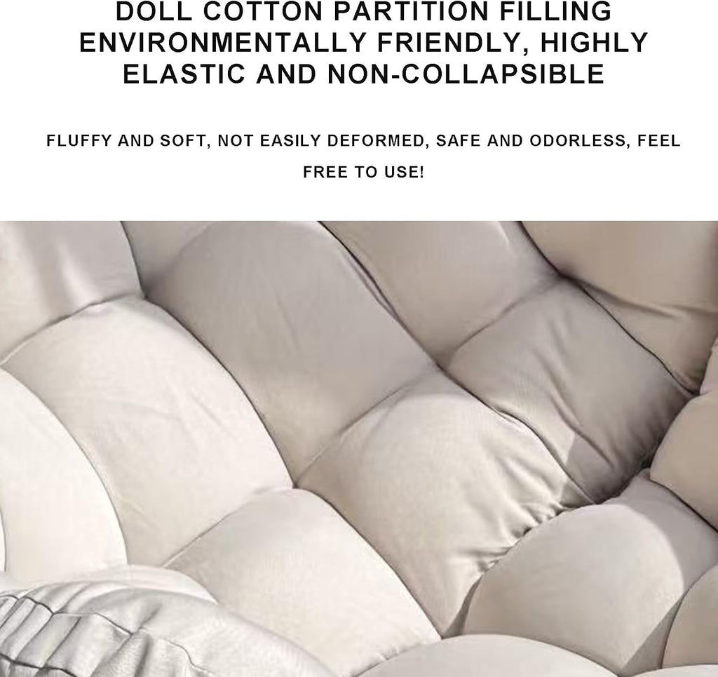 Outdoor Rocking Chair Cushion – Waterproof Wicker Egg Chair Replacement Pad, Thick Papasan Seat Cushion for Indoor & Outdoor Patio, Porch, Balcony, or Garden(Khaki)