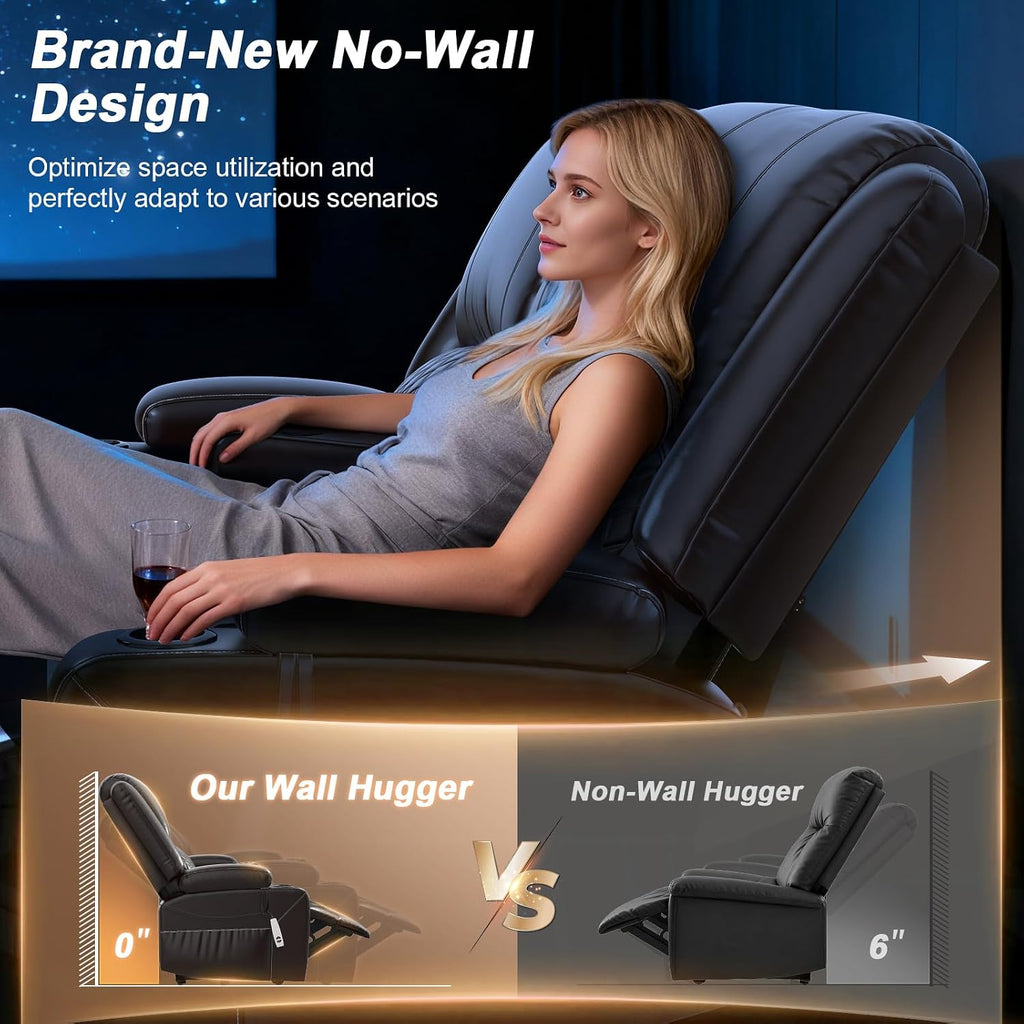 Upgraded Power Loveseat Reclining Couch, Reclining Loveseat Sofa RV Couch with Removable Armrest and Remote Control, Velvet Wall Hugger Home Theater Seating with 2-Tier Cushions, Storage (PU,Brown)