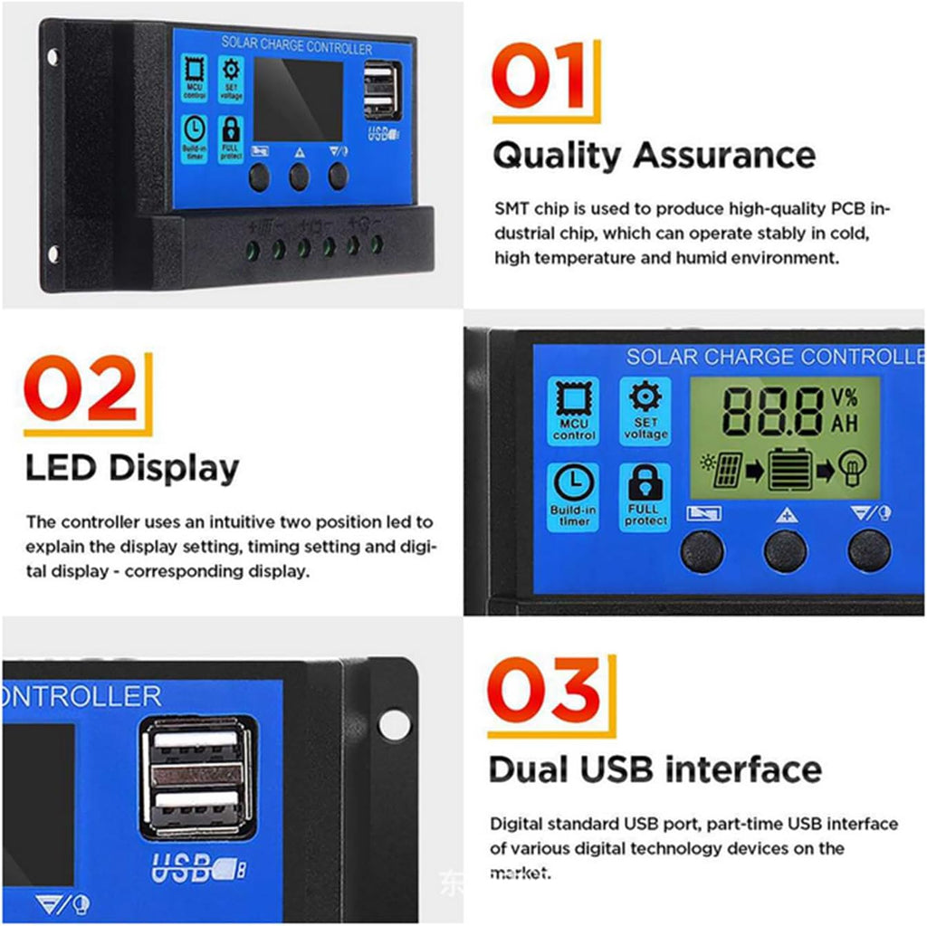 300W Solar Panel Kit, Complete 12V Polycrystalline USB Power Portable Outdoor Rechargeable Solar Cell Solar Generator for Home
