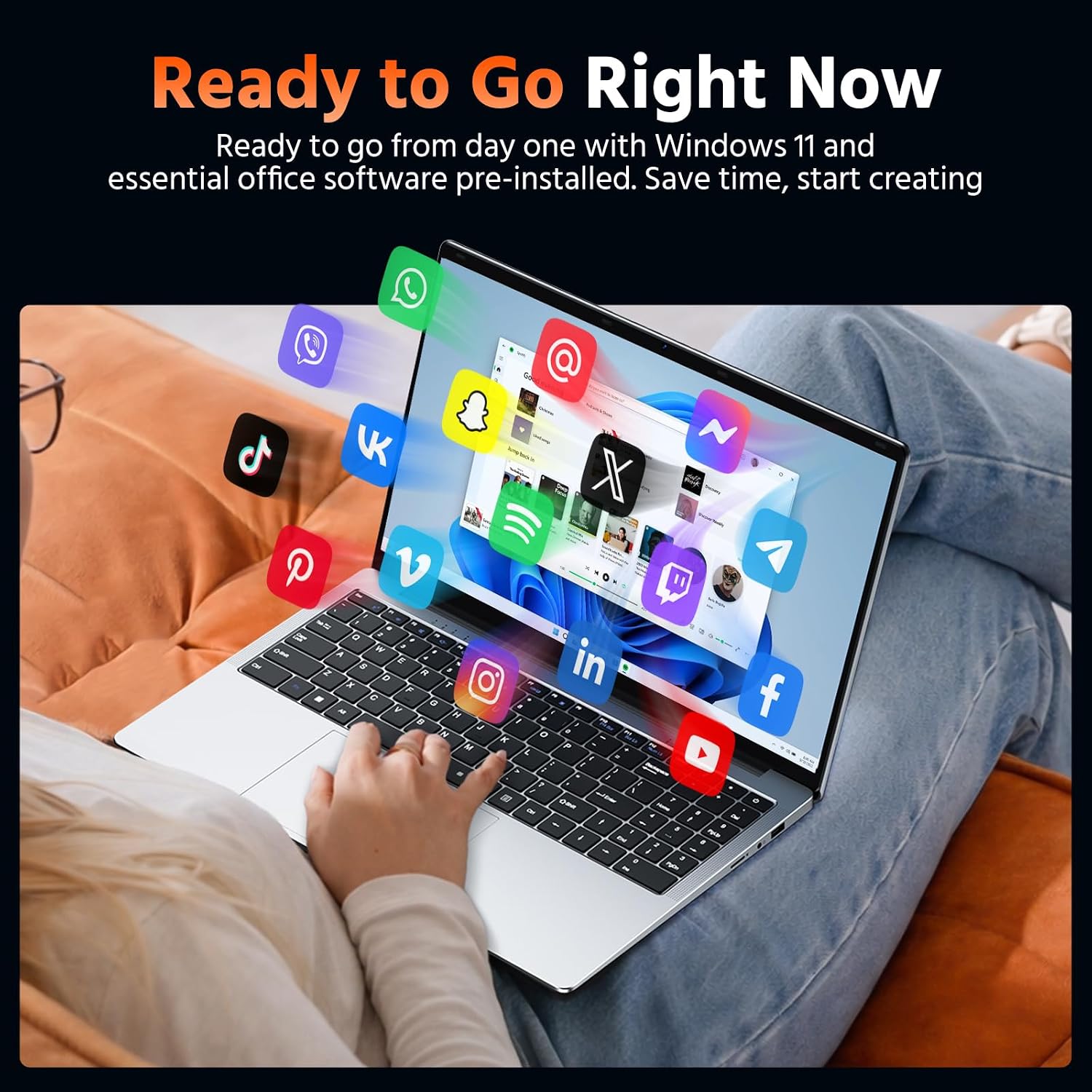 15.6' Laptop Computer, 8GB RAM 256GB SSD Celeron N4000(up to 2.6GHz) Laptop Win 11 Office Suite FHD IPS sRGB Notebook 2.4G&5G WiFi BT 4.2 HDMI USB 3.0 5000mAh Battery for Home Student Business