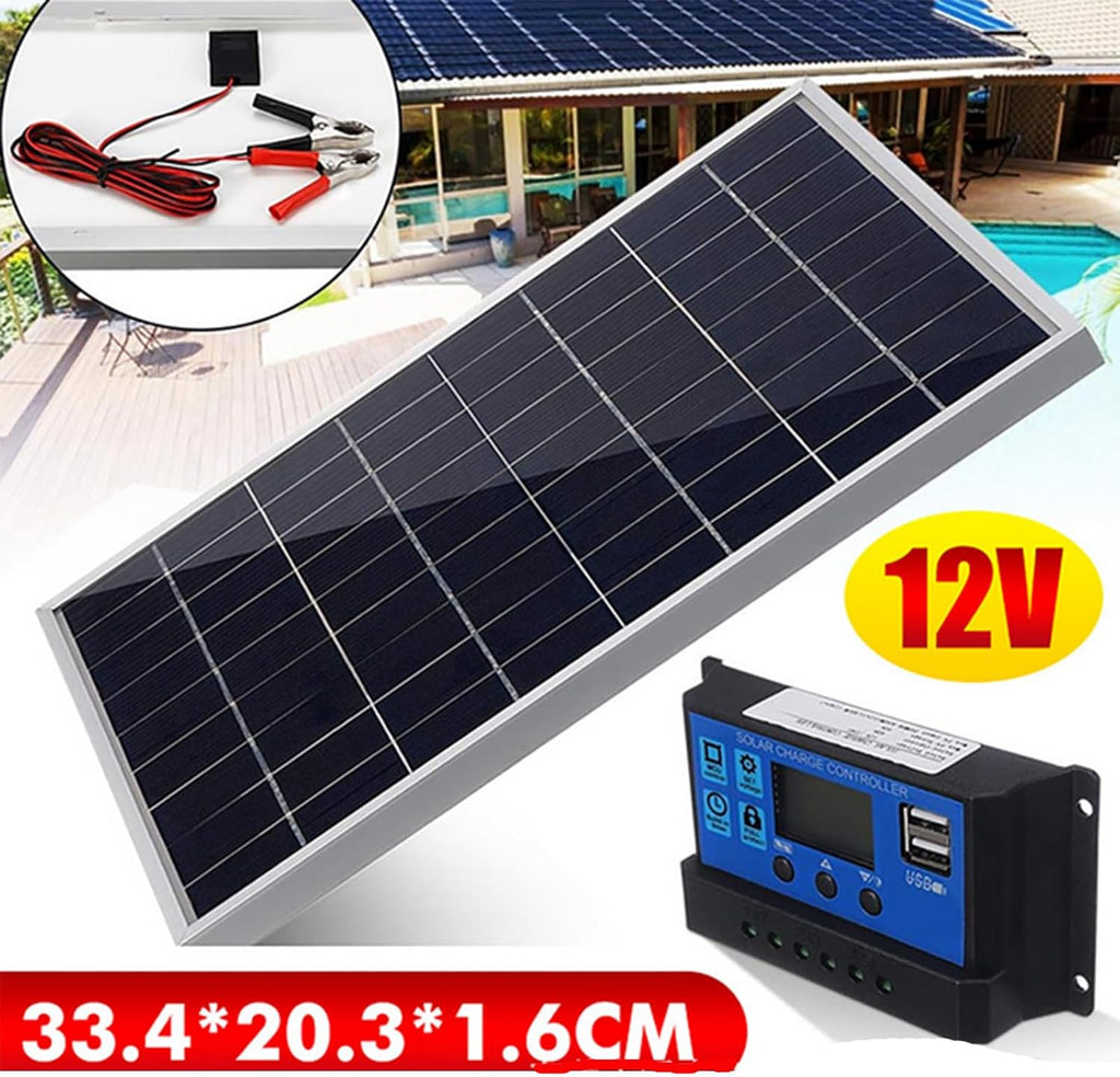 300W Solar Panel Kit, Complete 12V Polycrystalline USB Power Portable Outdoor Rechargeable Solar Cell Solar Generator for Home