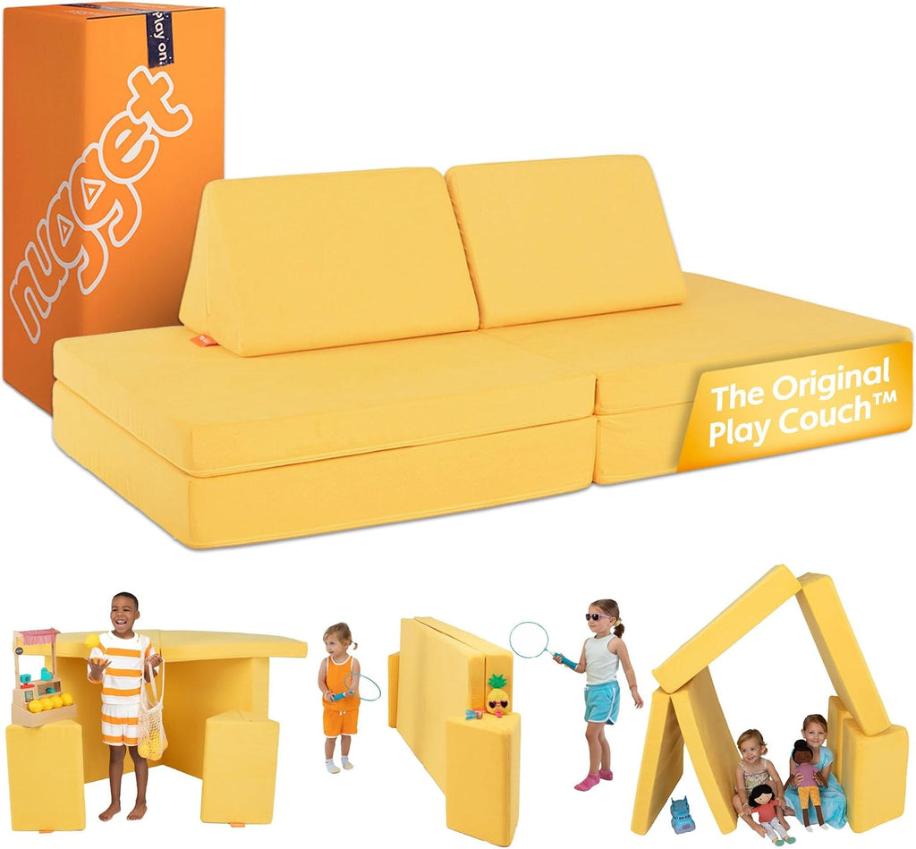 Nugget - The Original Play Couch for Kids - Modular Foam Children's Sofa for Playroom, Imagination, & Creative Open Ended Play - Washable & Convertible Playroom Furniture, Lemonade