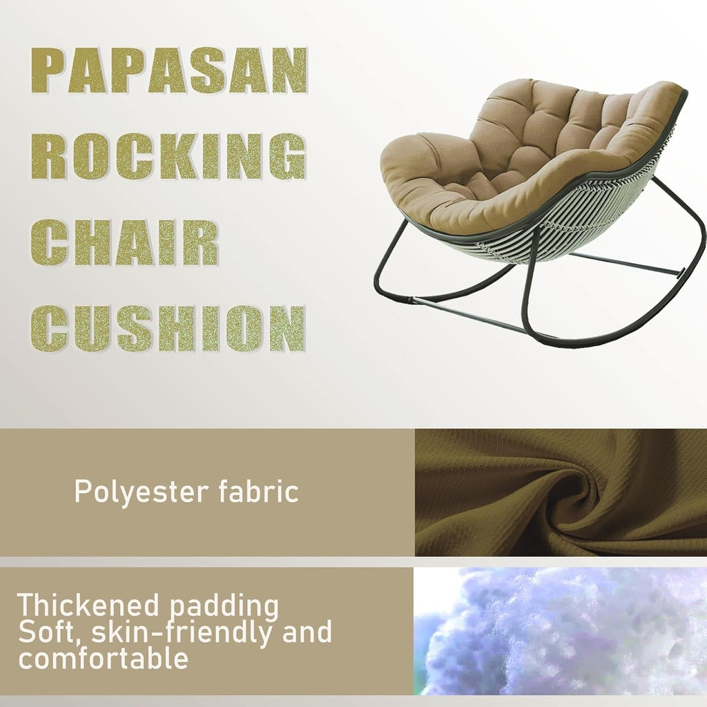 Outdoor Papasan Rocking Chair Cushions, Rattan Chair Cushions, Outdoor Oversized Recliner Rocker Chair Cushions for Patio Porch Garden Backyard(Only Cushion)(Dark Gray)