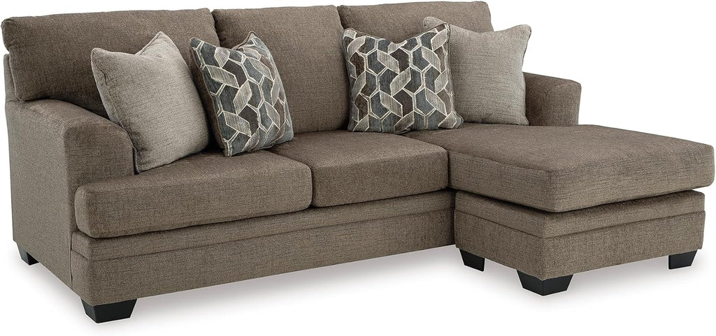 Signature Design by Ashley Stonemeade Casual Right-Arm Facing Sofa Chaise with 4 Toss Pillows, Dark Brown