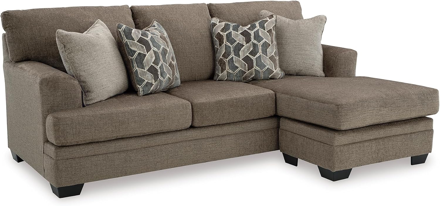 Signature Design by Ashley Stonemeade Casual Right-Arm Facing Sofa Chaise with 4 Toss Pillows, Dark Brown