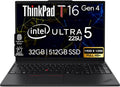 Oemgenuine Lenovo ThinkPad T16 Gen 4 16' WUXGA IPS Display, Intel Ultra 5-225U (Beats i7-1355U), 32GB DDR5, 512GB NVMe, Webcam, WiFi 6E + BT, RJ-45, Backlit KB, FP Reader, W11P, Business Laptop