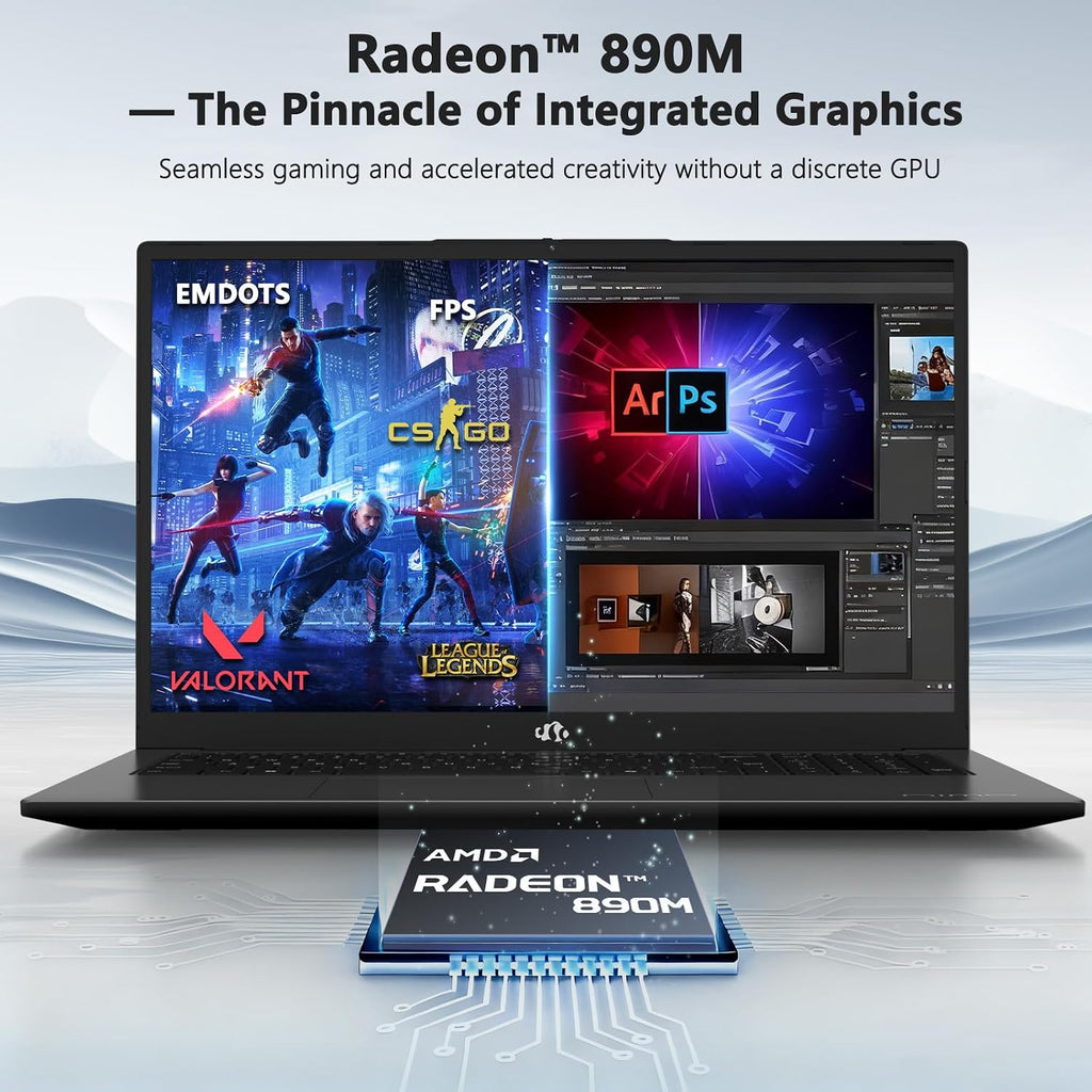 NIMO AI Copilot+ PC Business-Laptop, 17.3' Laptop, AMD Ryzen AI 370(12C/24T, 50 Tops NPU), Radeon 890M, 64GB RAM 4TB SSD, 144Hz, PD 100W USB-C 4.0, AI-PC with Wi-Fi 6E for Working Business Creation