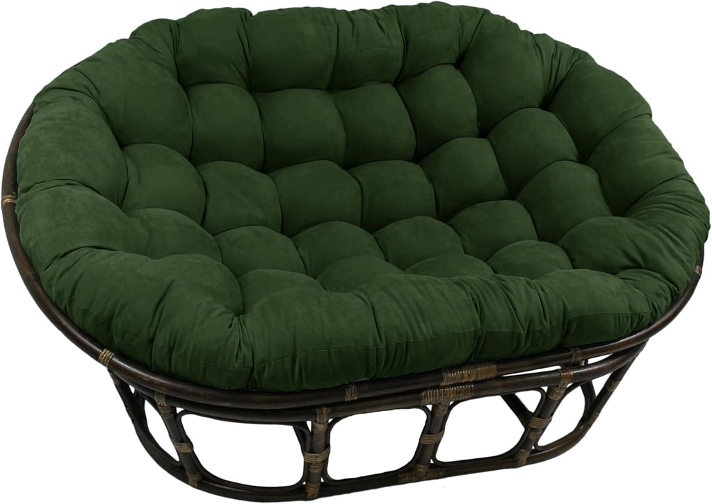 Blazing Needles Solid Microsuede Double Papasan Chair Cushion, 48' x 6' x 65', Hunter Green