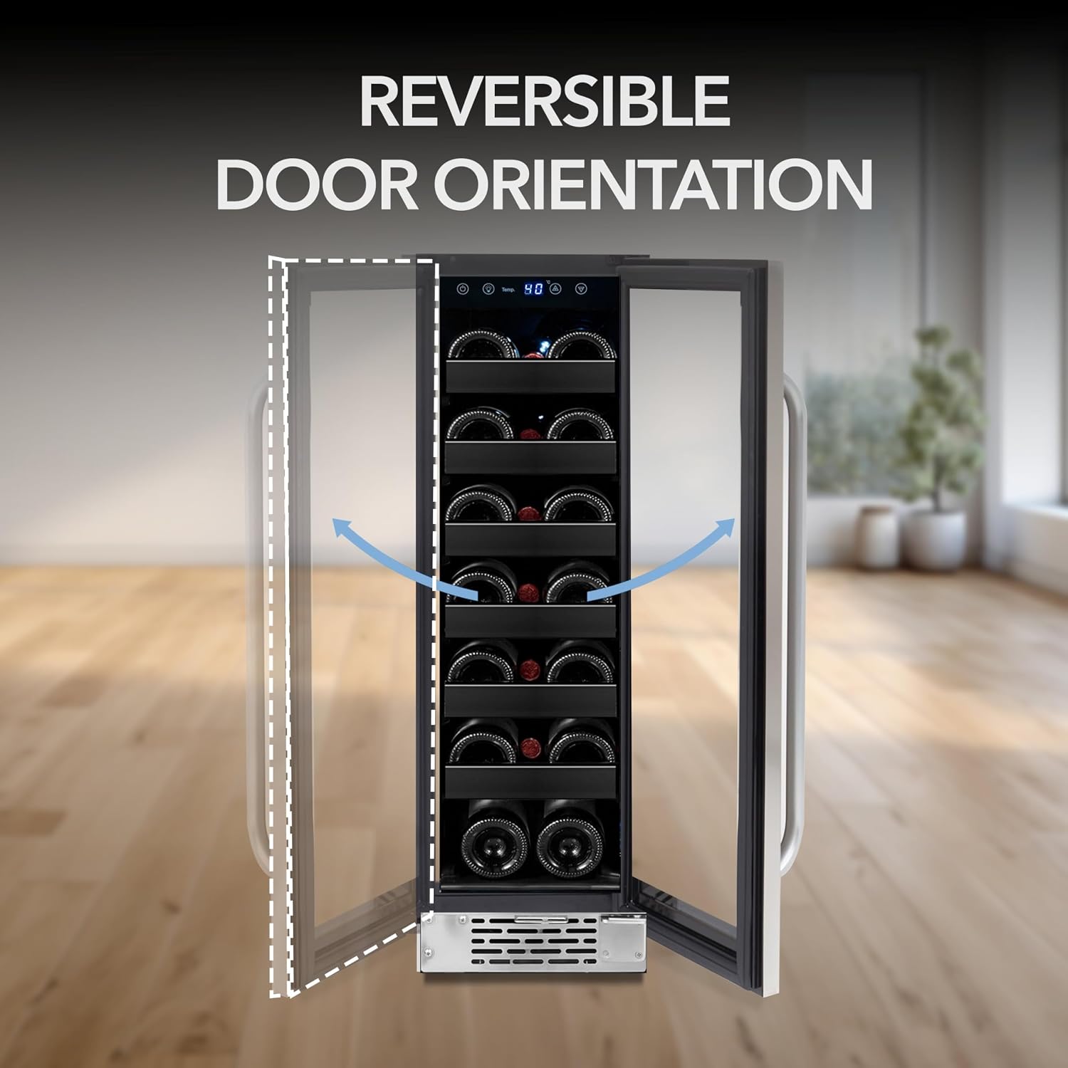 Whynter BWR-208SB Stainless Steel 12 inch Built-in 20 Bottle Undercounter Wine Refrigerator with Reversible Door, Digital Control and Lock