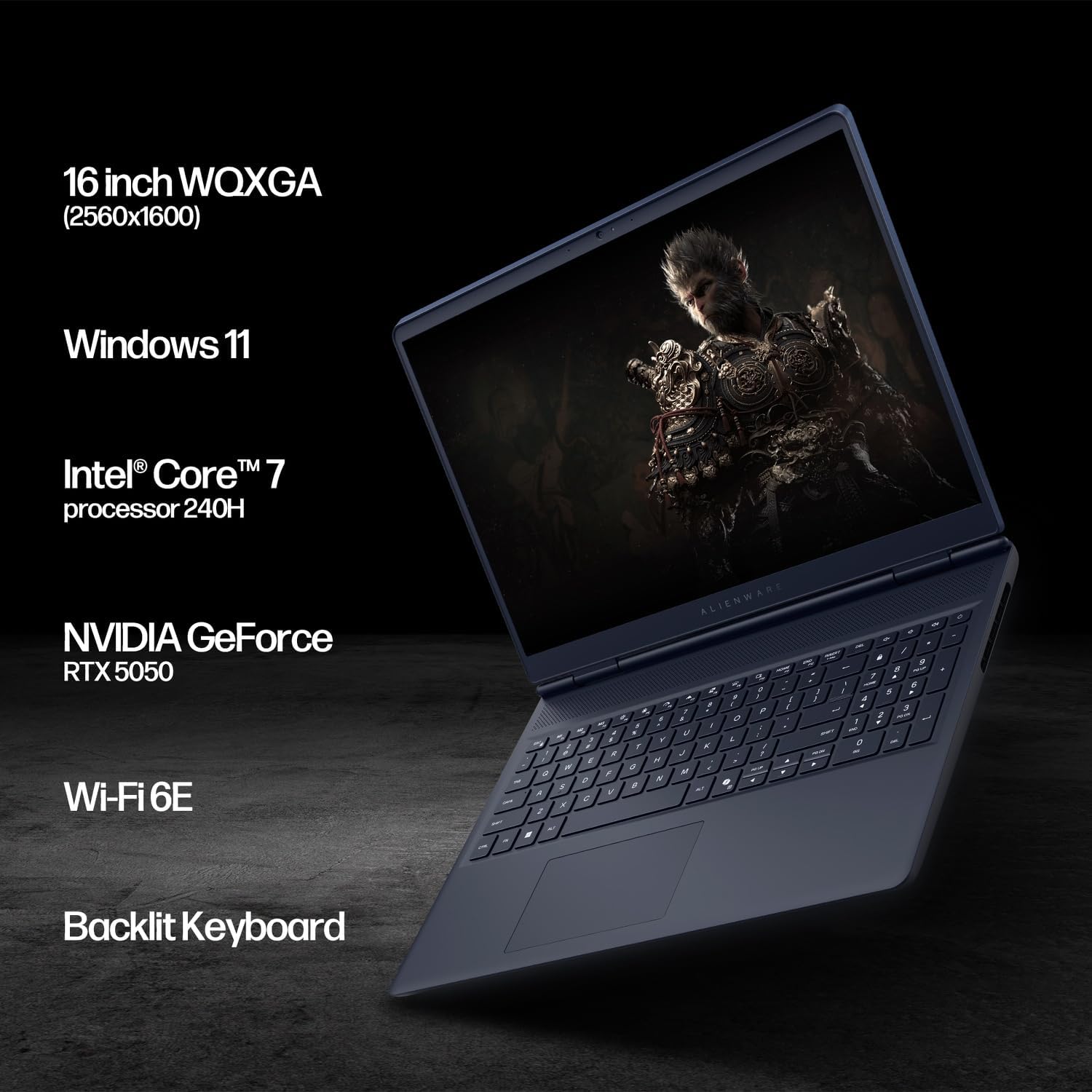 Dell Alienware 16 Aurora AC16250 Gaming Laptop, Intel Core 7 240H, NVIDIA GeForce RTX 5050, 16' WQXGA 120Hz IPS, 64GB RAM, 2TB SSD, WiFi 7, w/Cooling Pad HDMI Cable, Windows 11 Pro