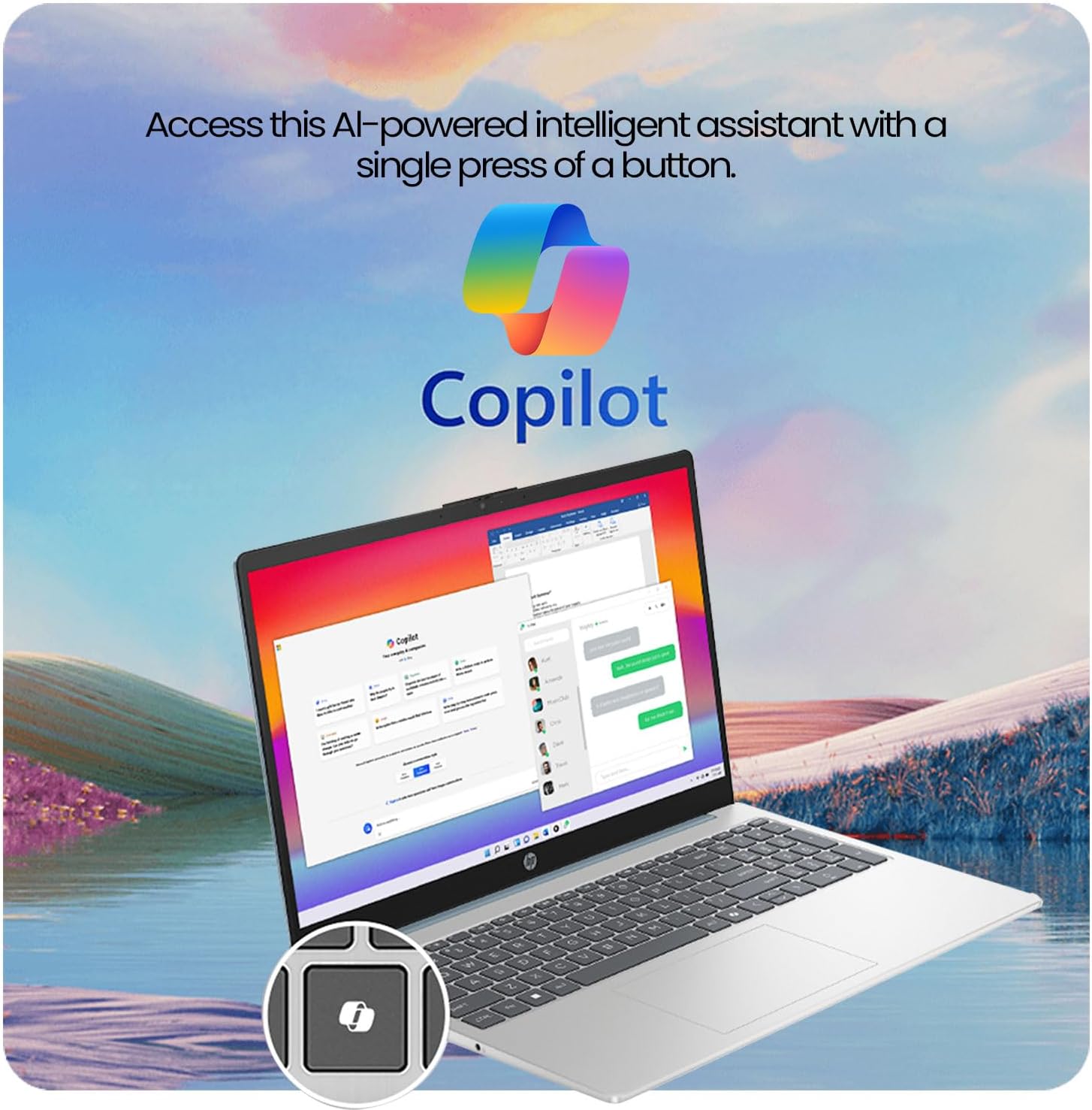 HP 15 AI-Powered Copilot Laptop, 15.6' FHD Touchscreen, 8-Cores Intel Core i3-N305 Processor, 32GB RAM, 1TB PCIe SSD, HDMI, HD Camera, Numeric Keypad, Wi-Fi 6, Windows 11 Home, Blue
