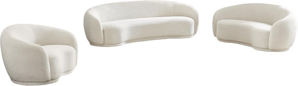 Meridian Furniture 693Cream-S Hyde Collection Modern | Contemporary Boucle Fabric Upholstered Sofa, Cream, 89.5' W x 38' D x 28' H