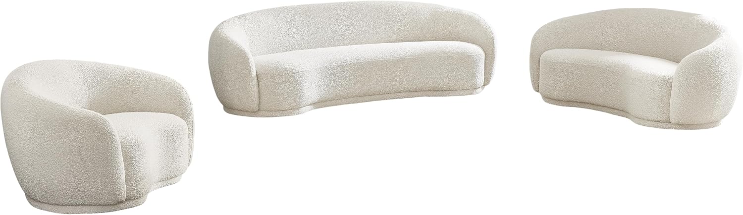 Meridian Furniture 693Cream-S Hyde Collection Modern | Contemporary Boucle Fabric Upholstered Sofa, Cream, 89.5' W x 38' D x 28' H