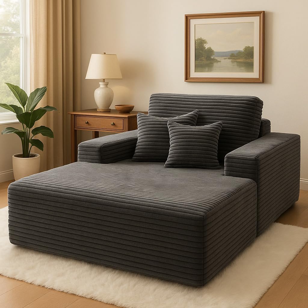 COMHOMA 105'Modular Sectional Sofa with Deep Seat,Cloud Upholstered L-Shape Couch Wide Arms Corduroy Fabric High-Density Foam Chaise Lounge for Living Room No Assembly Required
