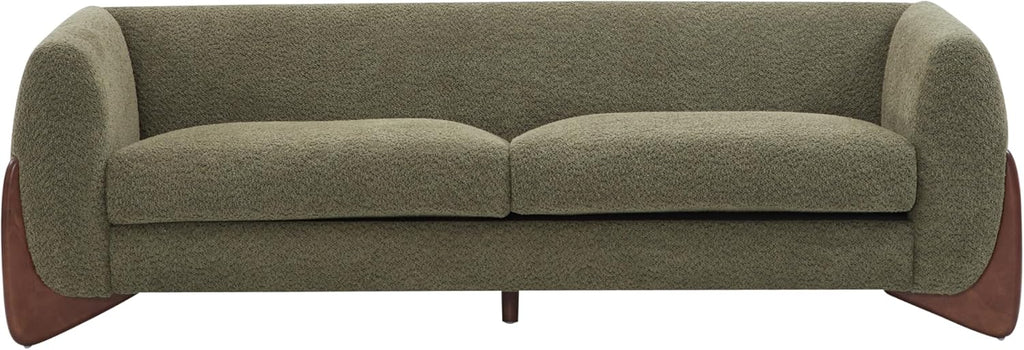 Christopher Knight Home Almab 82 Inches Sofa Couch, Cozy Boucle Upholstered 3-Seater Sofa, Wood Frame Couch, Comfy Couches for Living Room and Office, Modern Soft Plush Sofa, Olive Green