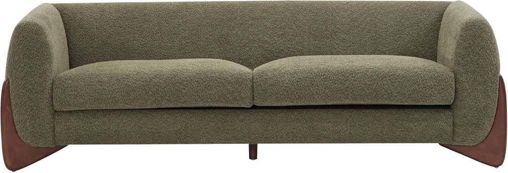 Christopher Knight Home Almad 2 Pieces Sofa Couch Set, Cozy 3-Seater Sofa and Loveseat for Living Room, Upholstered Couch Chair, Soft Seating Lounge Sofa with Wood Frame, Boucle Fabric, Olive Green