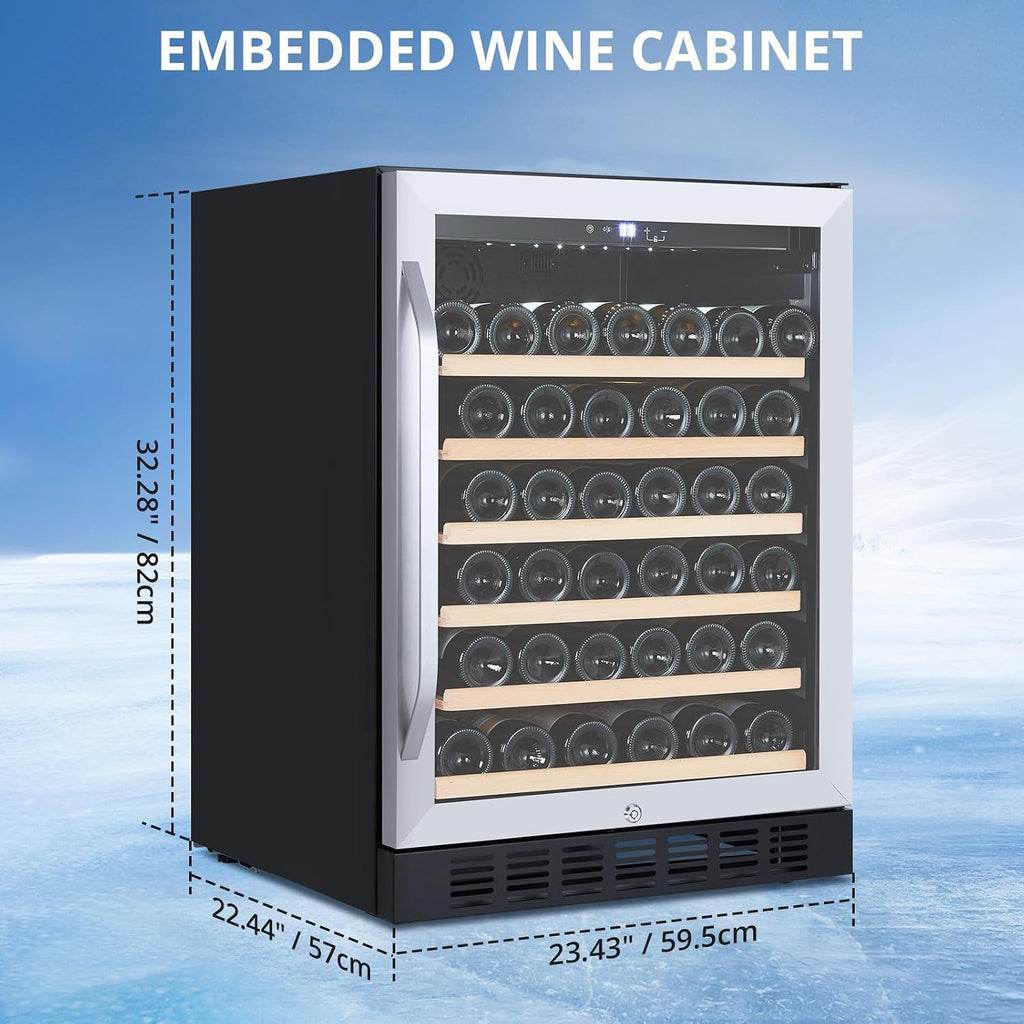 Sleek Stainless Steel 24'' Wine Cooler Refrigerator - 46-Bottle Compressor Cooling, Tempered Glass Door with Safety Lock, Freestanding Design for Home Kitchen Office | Keeps Wines Fresh & Preserves Fl