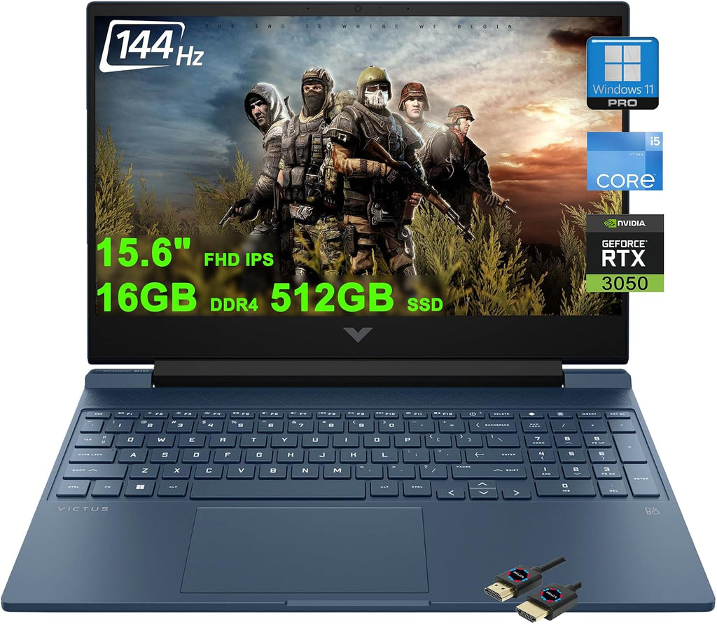 HP Victus 15 Gaming Laptop | 15.6' FHD IPS Anti-Glare 144Hz | Intel 8-core i5-12450H (>i7-11800H) | 16GB DDR4 512GB SSD | GeForce RTX 3050 | Backlit B&O Fast Charging Win11Pro w/DLCA Accessory