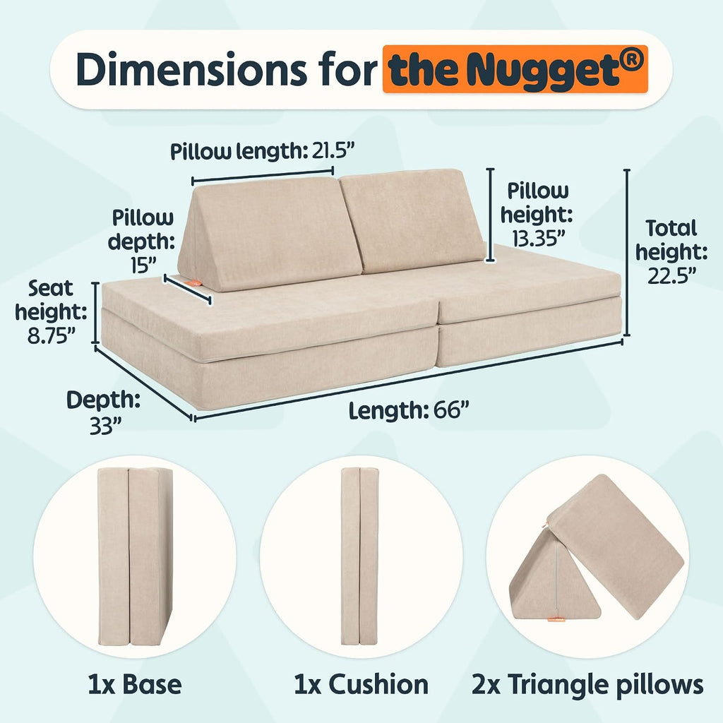 Nugget - The Original Play Couch for Kids - Modular Foam Children's Sofa for Playroom, Imagination, & Creative Open Ended Play - Washable & Convertible Playroom Furniture, Dunebuggy