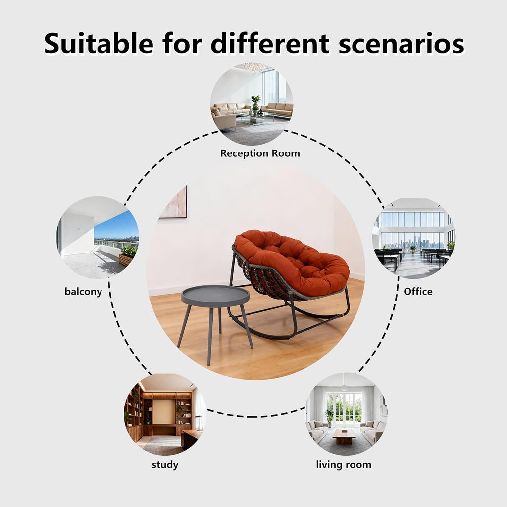 Modern Rocking Chair with Side Table Set, 2-Piece Patio with Soft Cushion & Side Table, 330 LBS Capacity, All-Weather Balcony Furniture