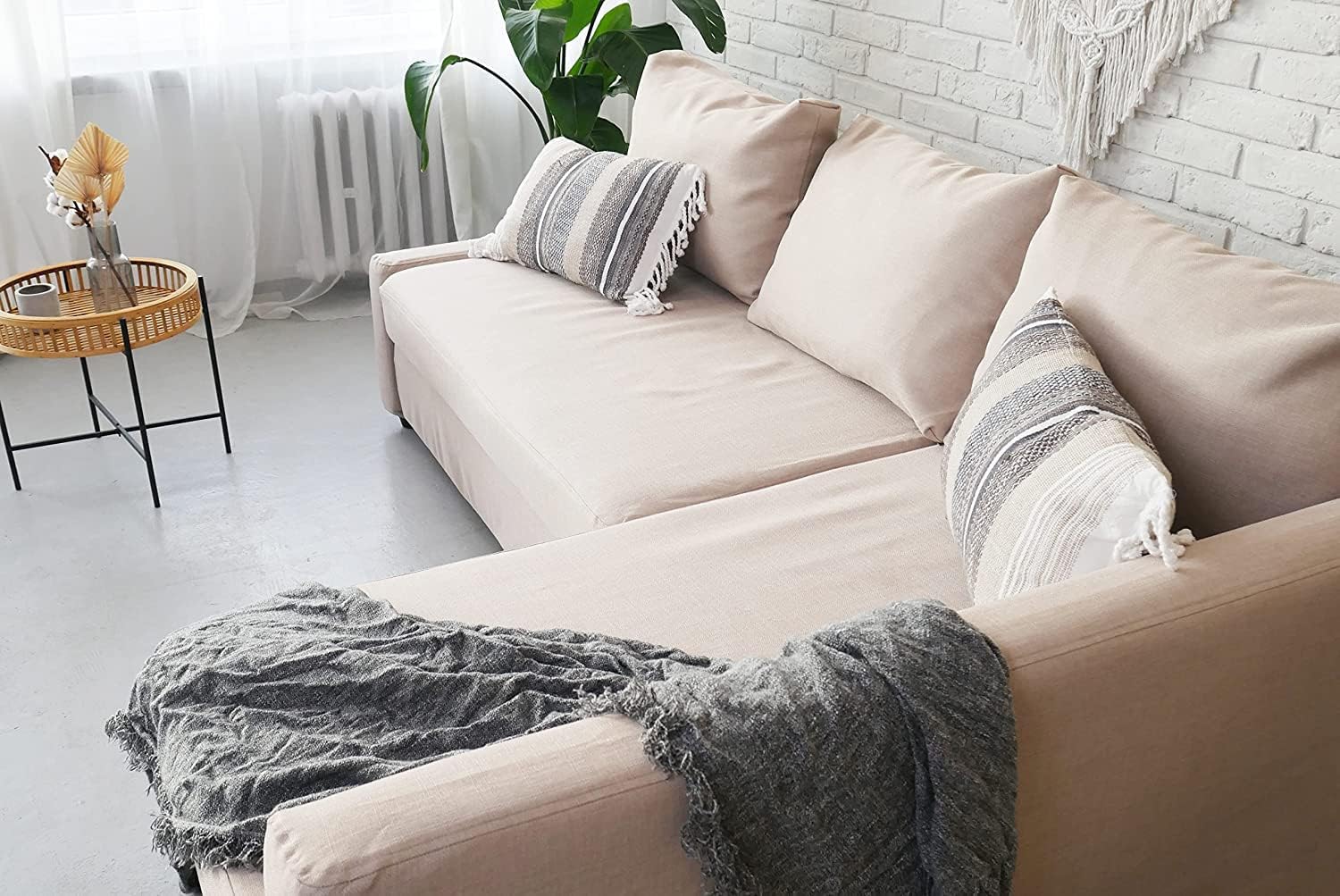 MASTERS OF COVERS Snug Fit Friheten Slipcover for The IKEA Friheten with Chaise Corner Cover, Sofa Bed Cover, Sectional Slipcover Replacement (Light Khaki（Cover Only！Not Sofa！）