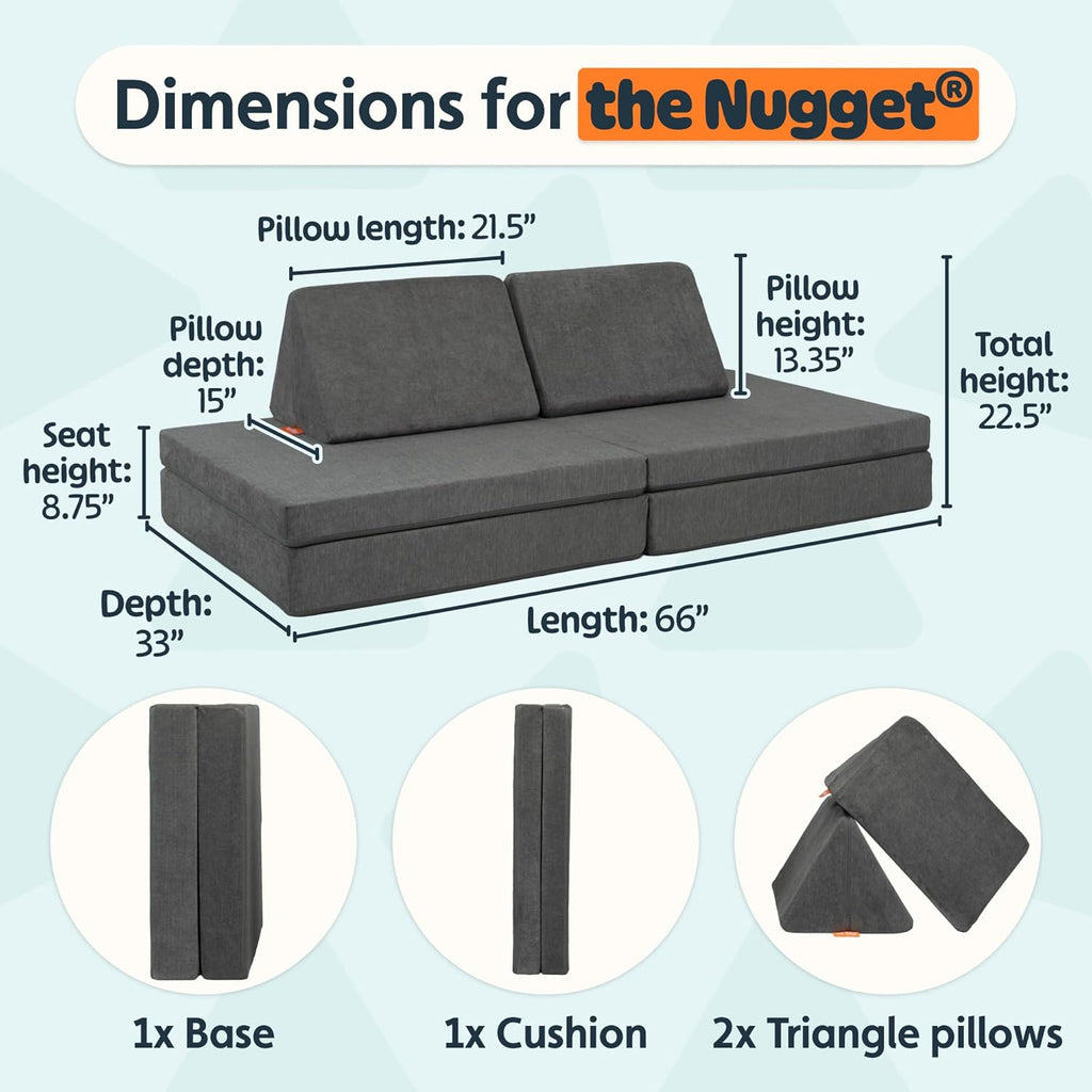 Nugget - The Original Play Couch for Kids - Modular Foam Children's Sofa for Playroom, Imagination, & Creative Open Ended Play - Washable & Convertible Playroom Furniture, Harbor